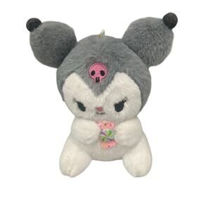 Sanrio Kuromi Plush Mascot Various Faces Grey Holding Candy Nakajima Kyurun 4”